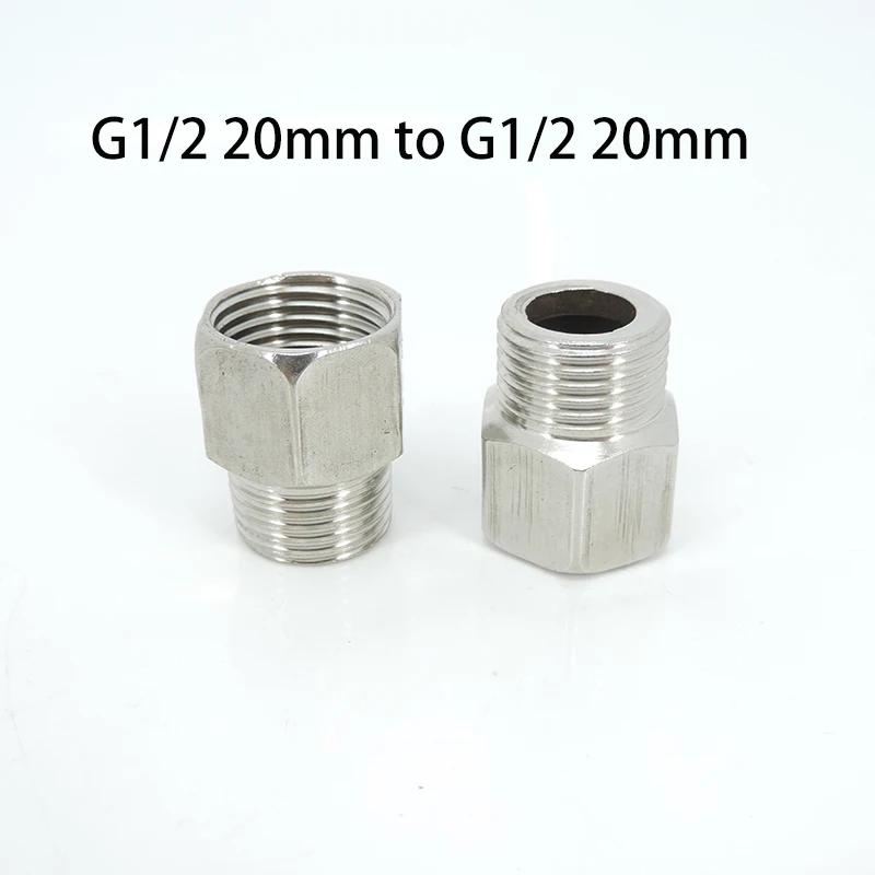 G1/2 "20mm macho a hembra rosca tipo T junta a tope de acero inoxidable adaptador de conector de manguera de agua accesorios de plomería - imagen 2