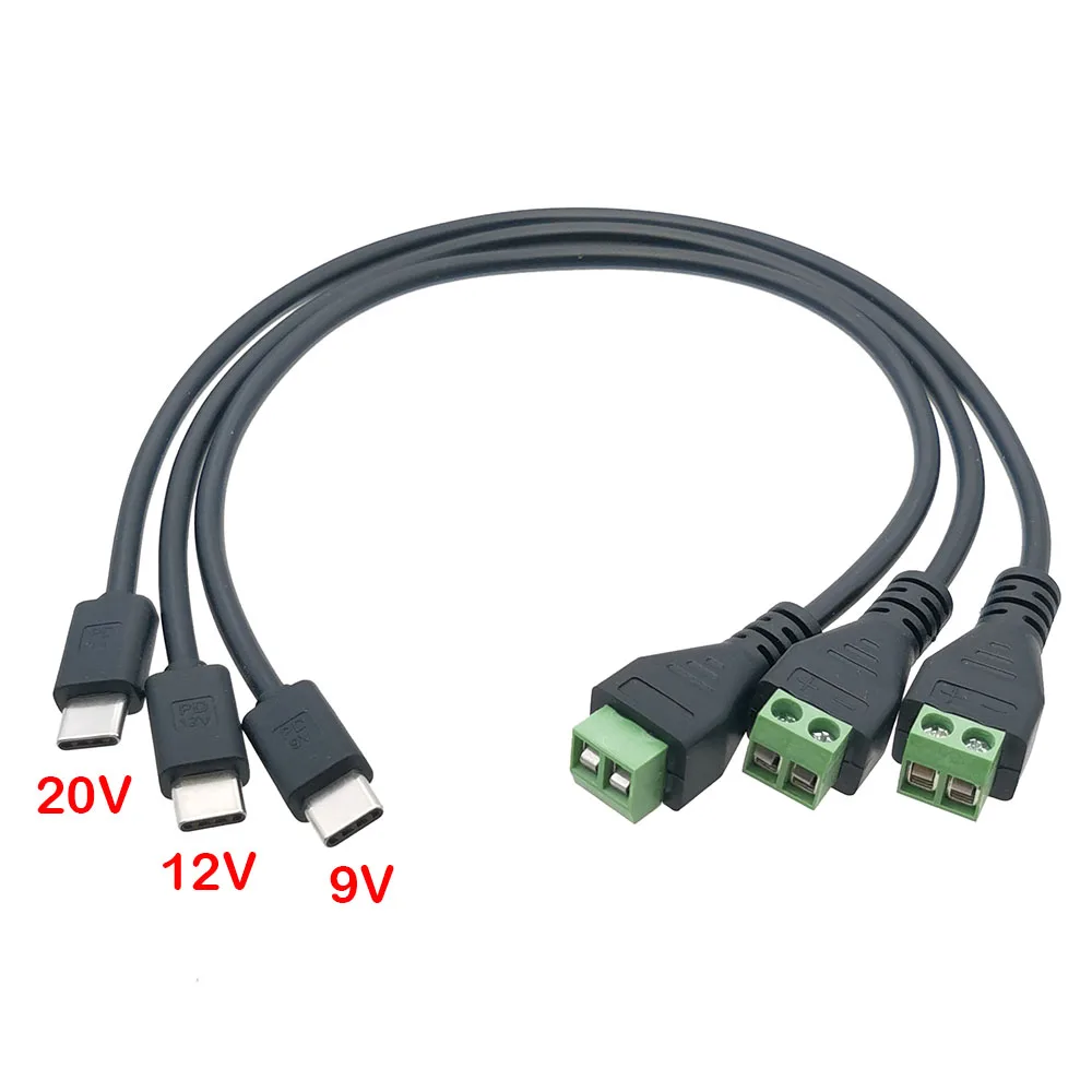 Terminal sin soldadura de 2 pines a tipo C PD 9V 12V 20V conector de clavija de carga rápida Terminal 2P cable de alimentación de conexión rápida, 1 ud.