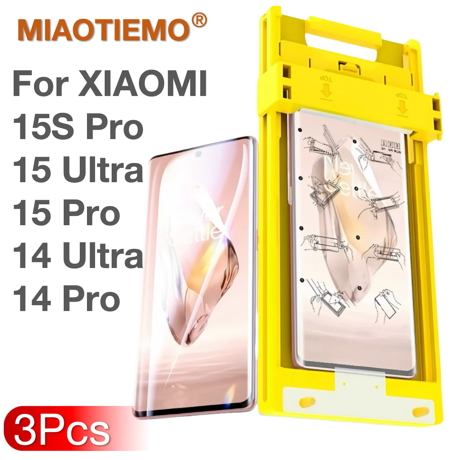 3 uds para XIAOMI 15S 15Ultra 14Ultra 15Pro 14 15 Ultra Protector de pantalla sin posicionamiento de polvo con Kit de instalación, no vidrio templado