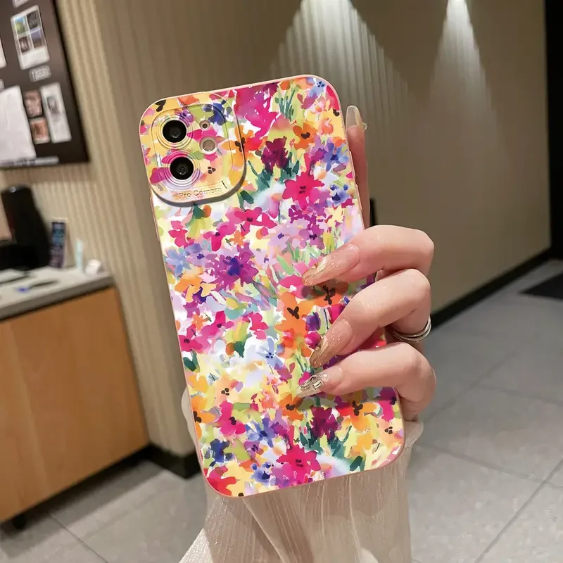 Funda de teléfono con estampado de diseño de flores y pintura al óleo para iPhone 17 16 15 Pro Max 14 13 12 11 16 Plus 16E 17 cubierta suave mate de aire - imagen 5