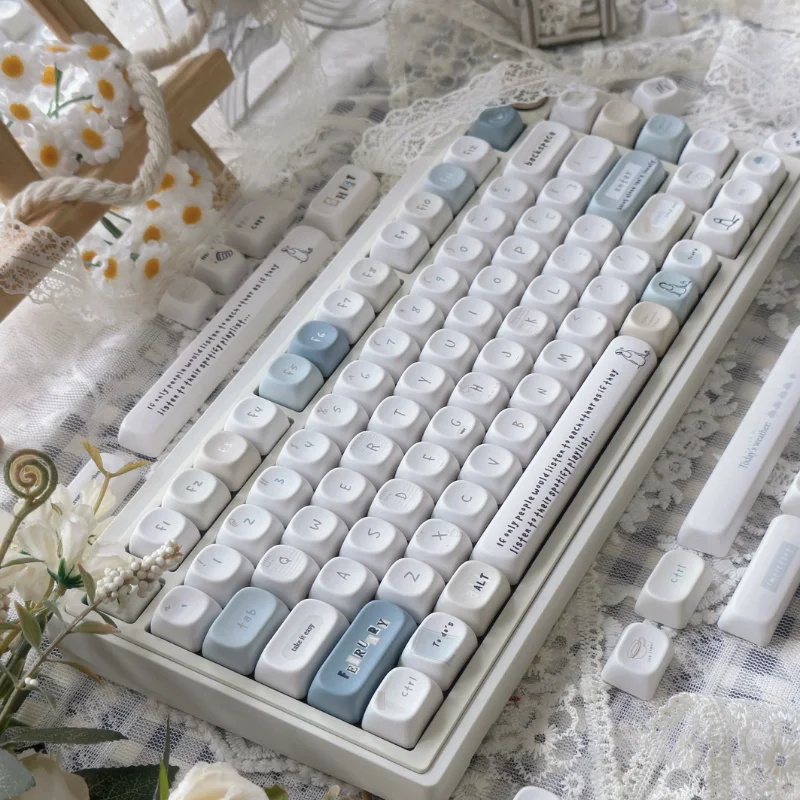 Monologo Keycap Cherry Moa blanco lechoso Ins manual estilo Keycap 138 teclas Simple estilo blanco Alice diseño Iso Layout Keycap