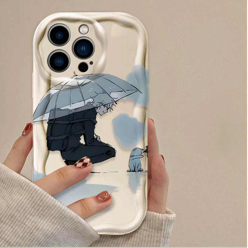 Anime Jujutsu Kaisen 3D Wave funda para iPhone 16 15 14 13 12 11 Pro Max X XR XS 8 7 Plus SE 2020 3D Wave cubierta trasera a prueba de golpes - imagen 2