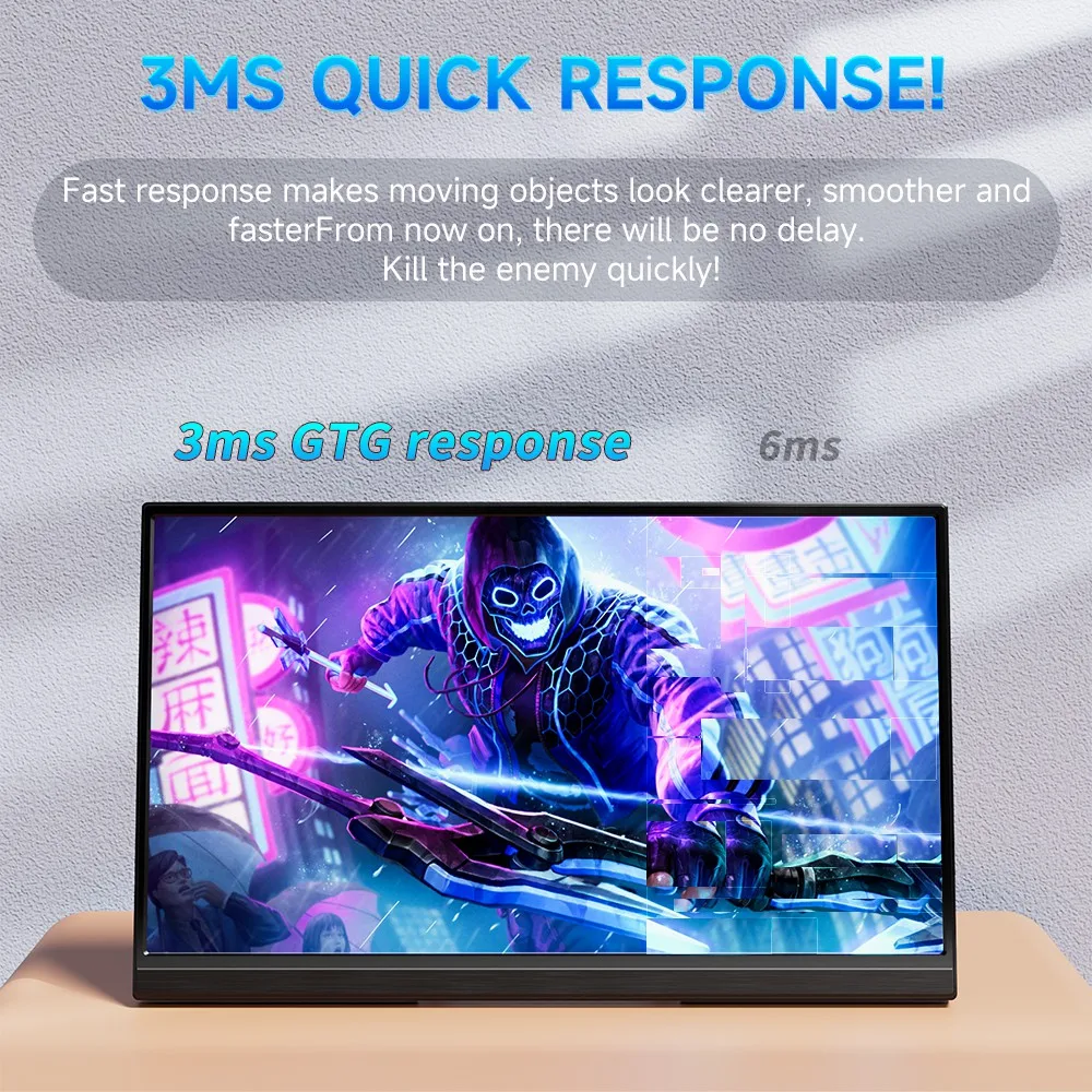 MUCAL Monitor portátil de 15,6 pulgadas FHD 1920*1080 viajes juegos pantalla de 15,6 "para ordenador portátil teléfono interruptor ps4 ps5 XboX MacBook - imagen 3