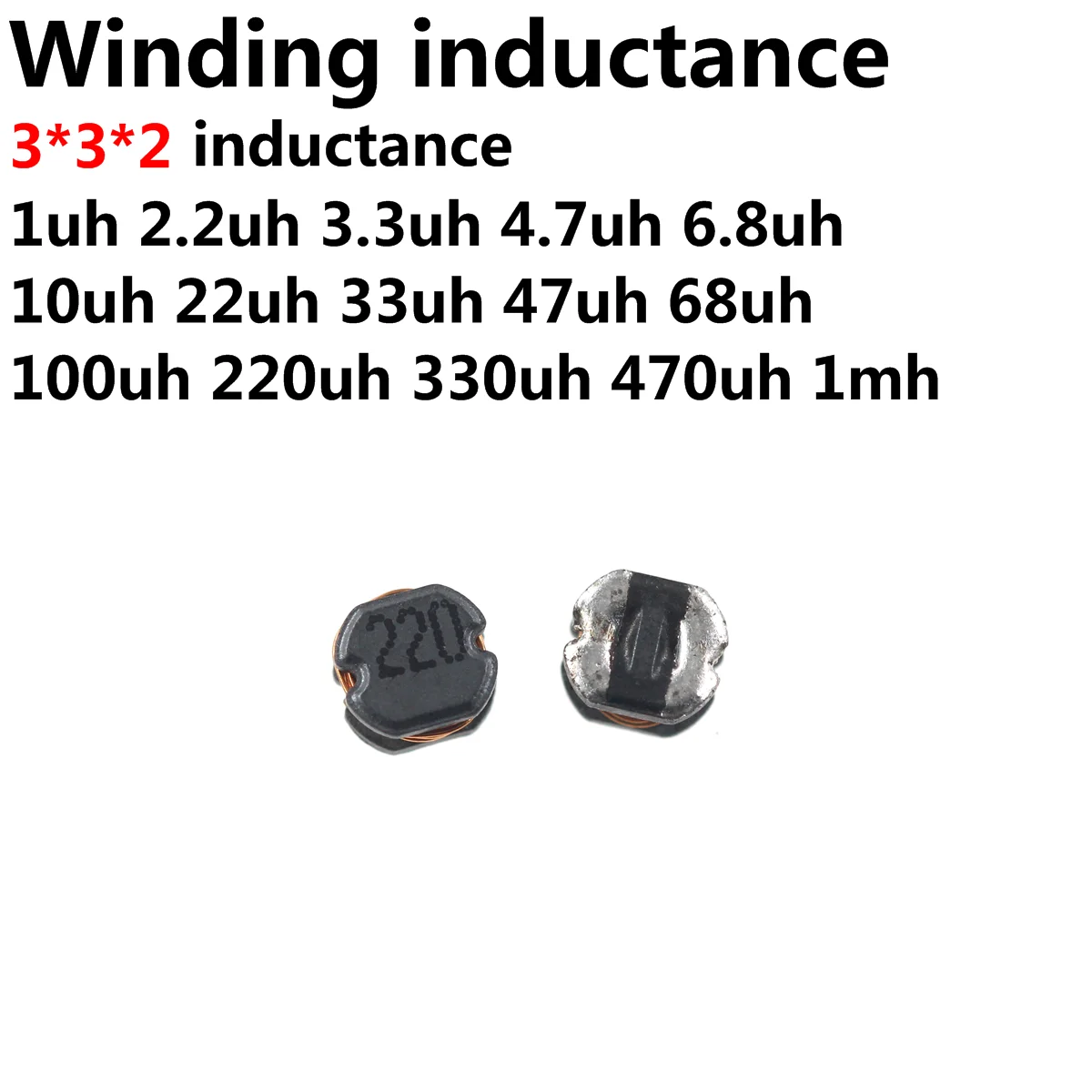 Inductor de piezas 100 CD32 3*3*2 SMD inductancia de potencia 2R2 2.2UH 3.3UH 4.7UH 6.8UH 10 UH 100UH 150UH 220UH 330UH 470UH 1MH 2.2MH - imagen 2