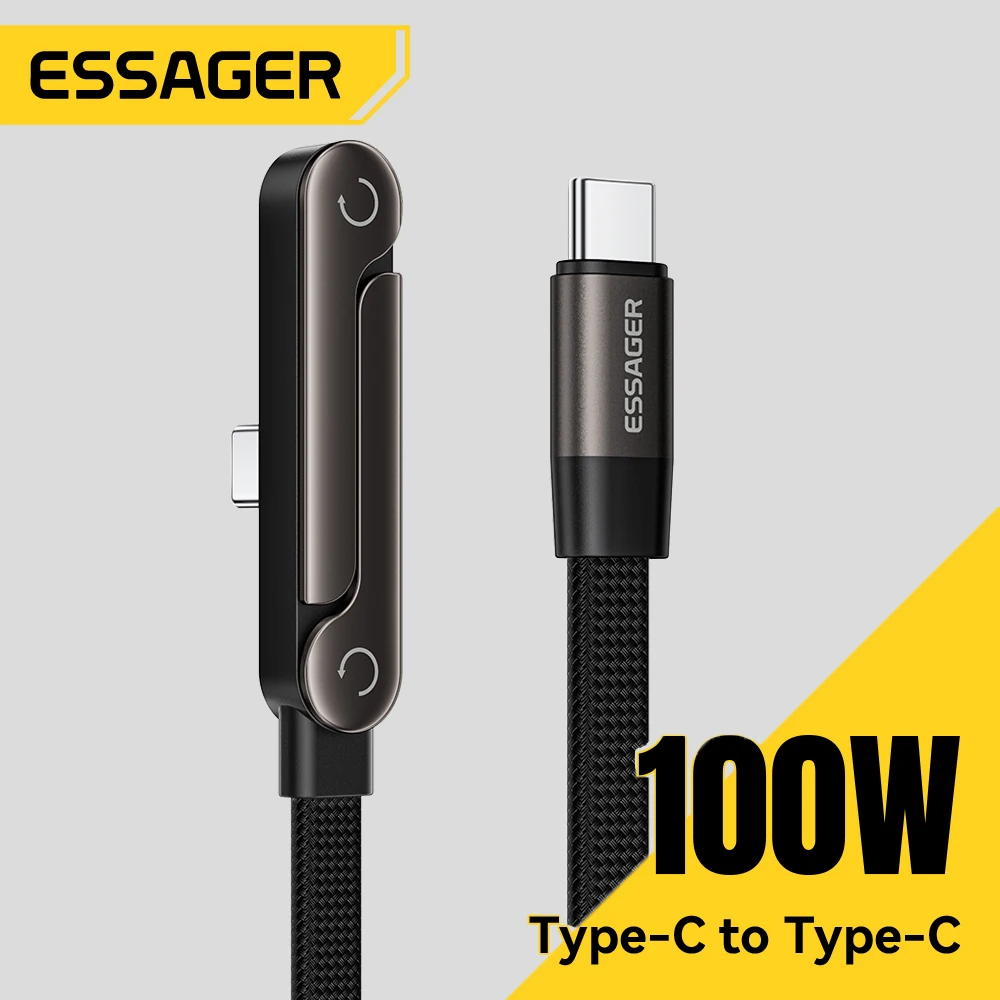 Essager 100W Cable tipo C Cable plegable para teléfono PD carga rápida para iPhone 17 16 15 Pro Max Macbook Samsung Huawei Xiaomi
