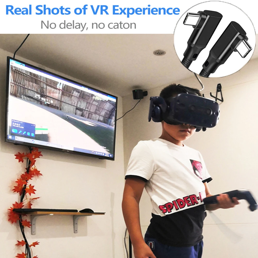 Cable de transferencia de datos USB C a tipo C Ángulo de 90 grados VR Link Quest 2 USB3.2 Gen 2 20Gbps 4K @ 60Hz 100W PD QC Cable de carga de carga rápida para Xiaomi Redmi Realme POCO Macbook Pro iPad Oneplus Oppo - imagen 2