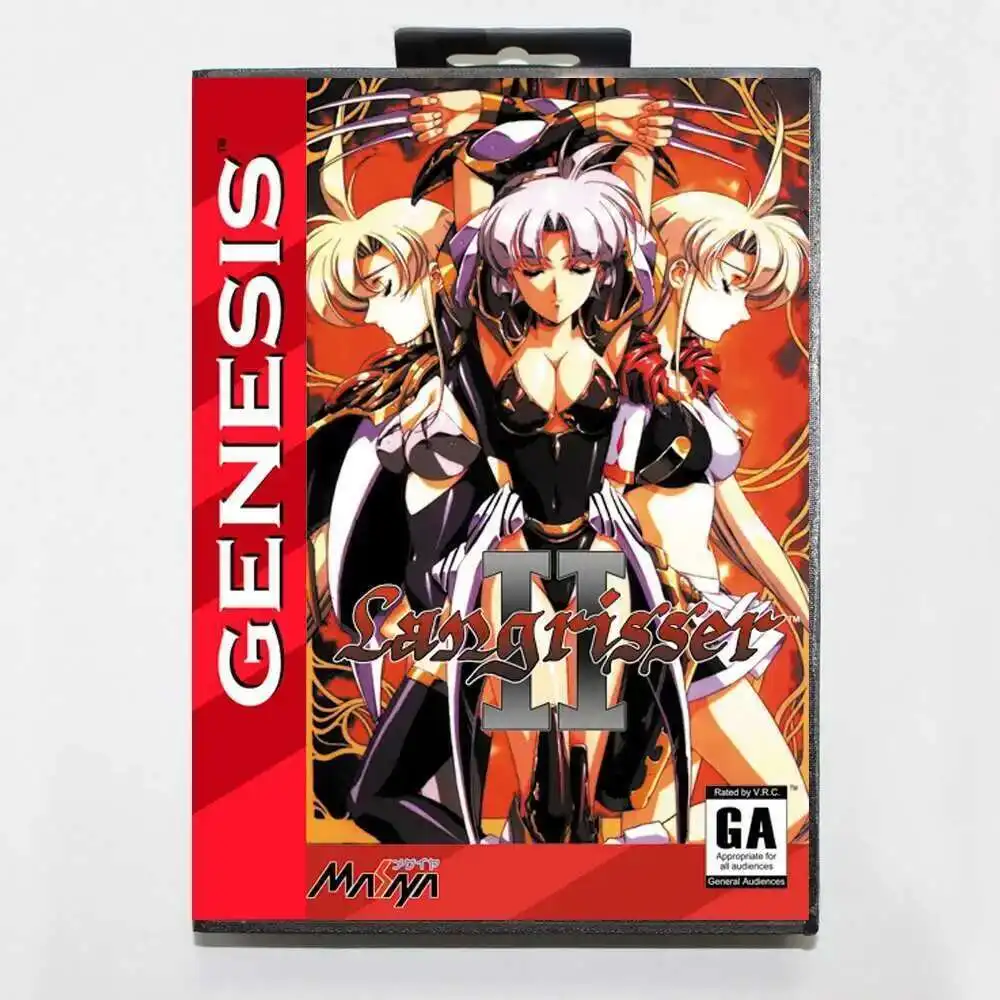 Tarjeta de juego Langrisser II MD con caja estadounidense personalizada para consola Sega Megadrive Genesis de 16 bits
