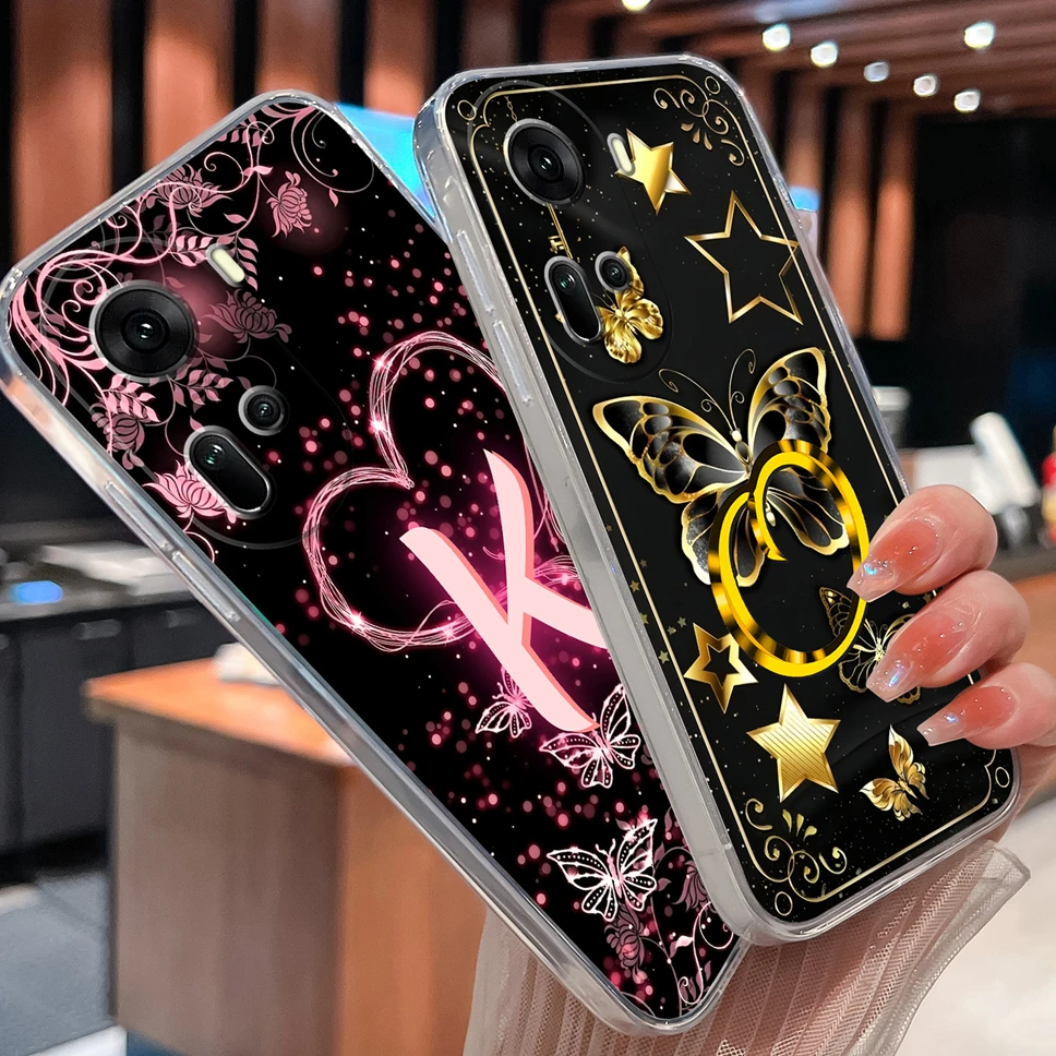 Para Oppo Reno11 Pro 11F 5G pareja Funda de teléfono letras de moda suave TPU Funda de silicona transparente para Oppo Reno 11 F parachoques ligero