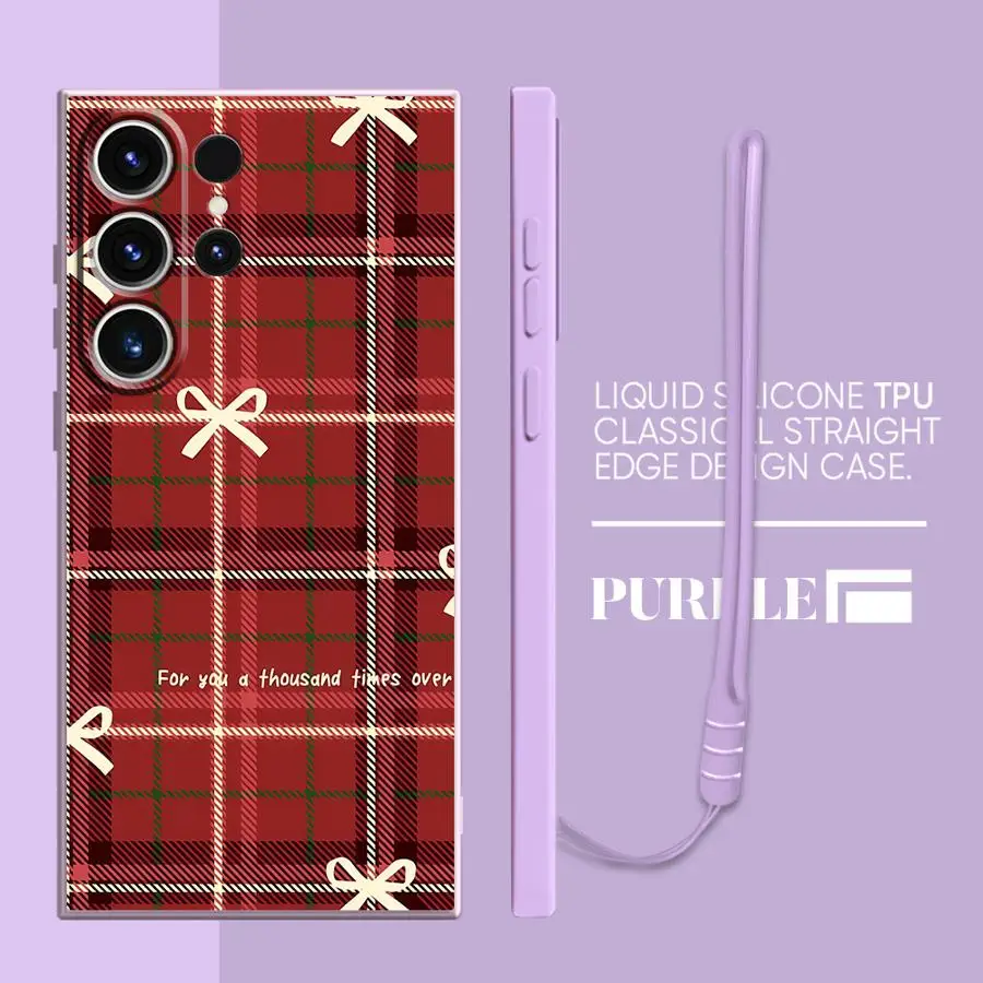 Funda para Samsung Galaxy Note 20 10 Ultra S24 FE S23 S21 Plus S20 S22 Ultra S25 Edge cubierta suave rejilla roja navideña - imagen 3