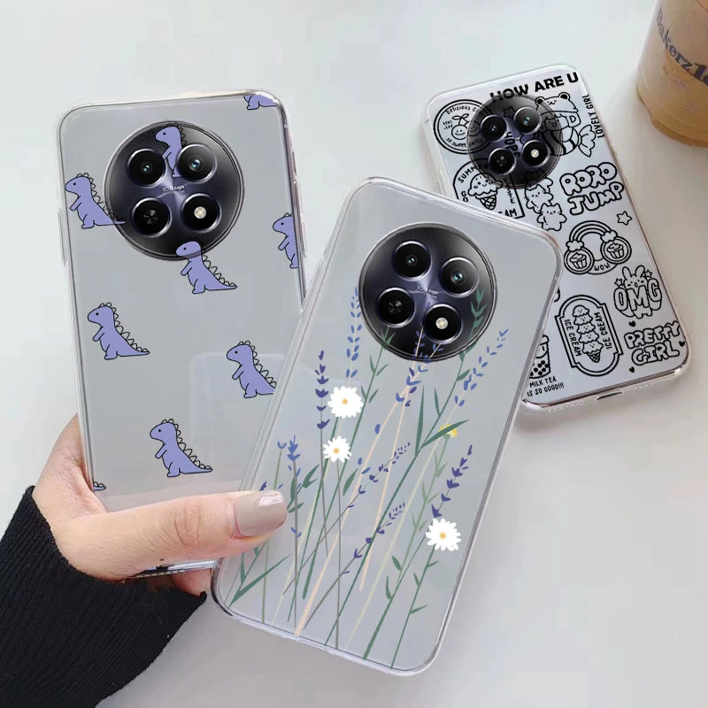 Funda transparente para Realme 12 12X 5G, Funda suave de TPU con dibujos de flores a prueba de golpes para Realme 12x6,72 ", Funda de mariposa