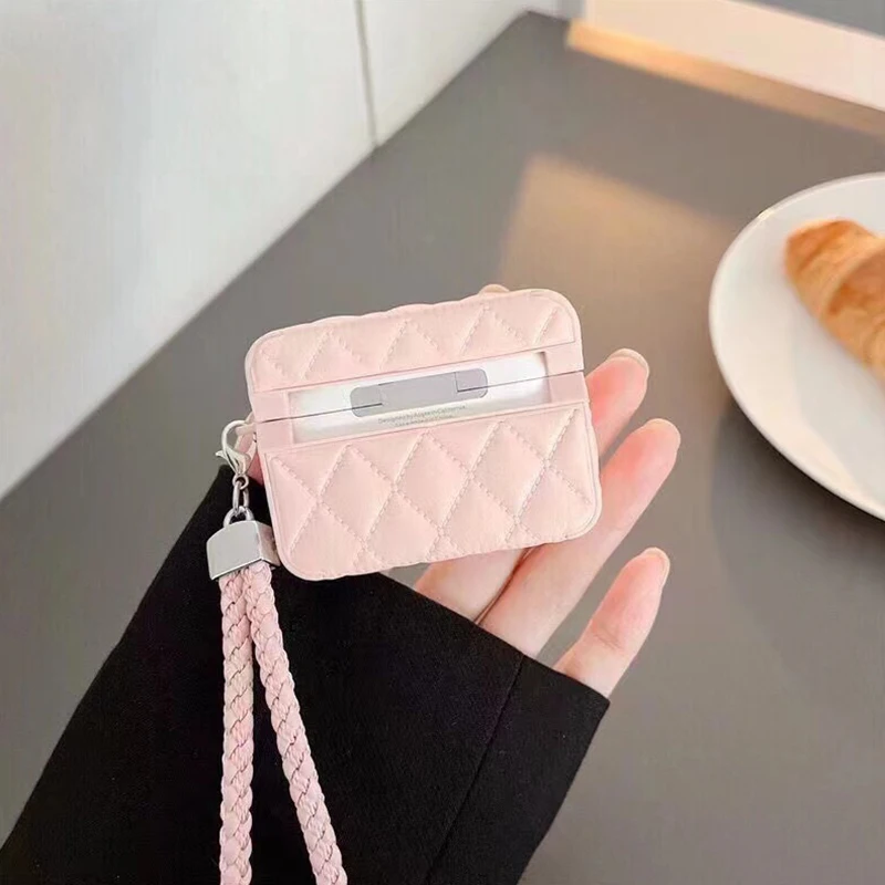 Funda para auriculares de PU de cuero de alta gama a la moda para AirPods 4 para AirPods Pro 2. ° fundas para AirPods 3 2 1 bolsa para auriculares antipérdida - imagen 5