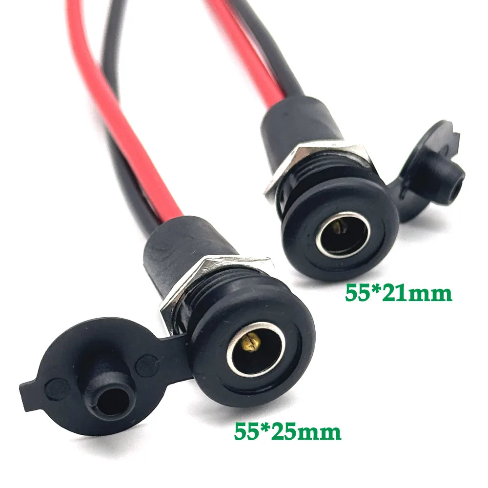 Conector de clavija de alimentación CC de batería de 5,5X2,1mm 5,5X2,5mm para conector jack impermeable de CC diy con cable Turmera
