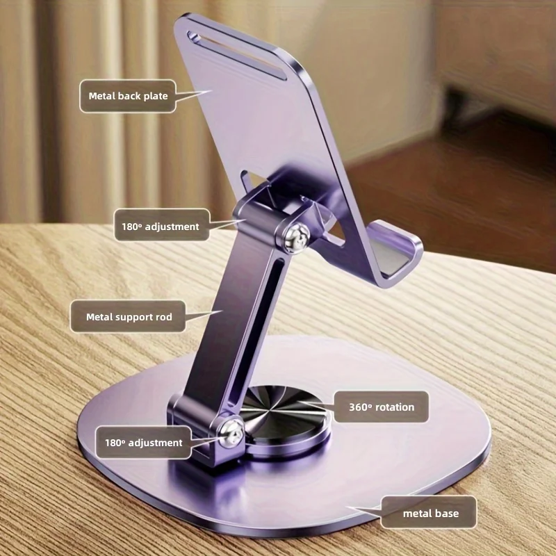 Soporte Universal de Metal giratorio de 360 grados para teléfono, soporte de escritorio Ideal portátil plegable para teléfonos inteligentes y tabletas en mesa de escritorio - imagen 3