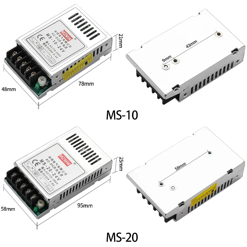 Fuente de alimentación conmutada de 10W, 20W, 5V, 12V, 24V, tamaño Mini, CA a CC, salida única, interruptor de unidad de tira LED, alimentación para Monitor MS-10 MS-20 - imagen 4