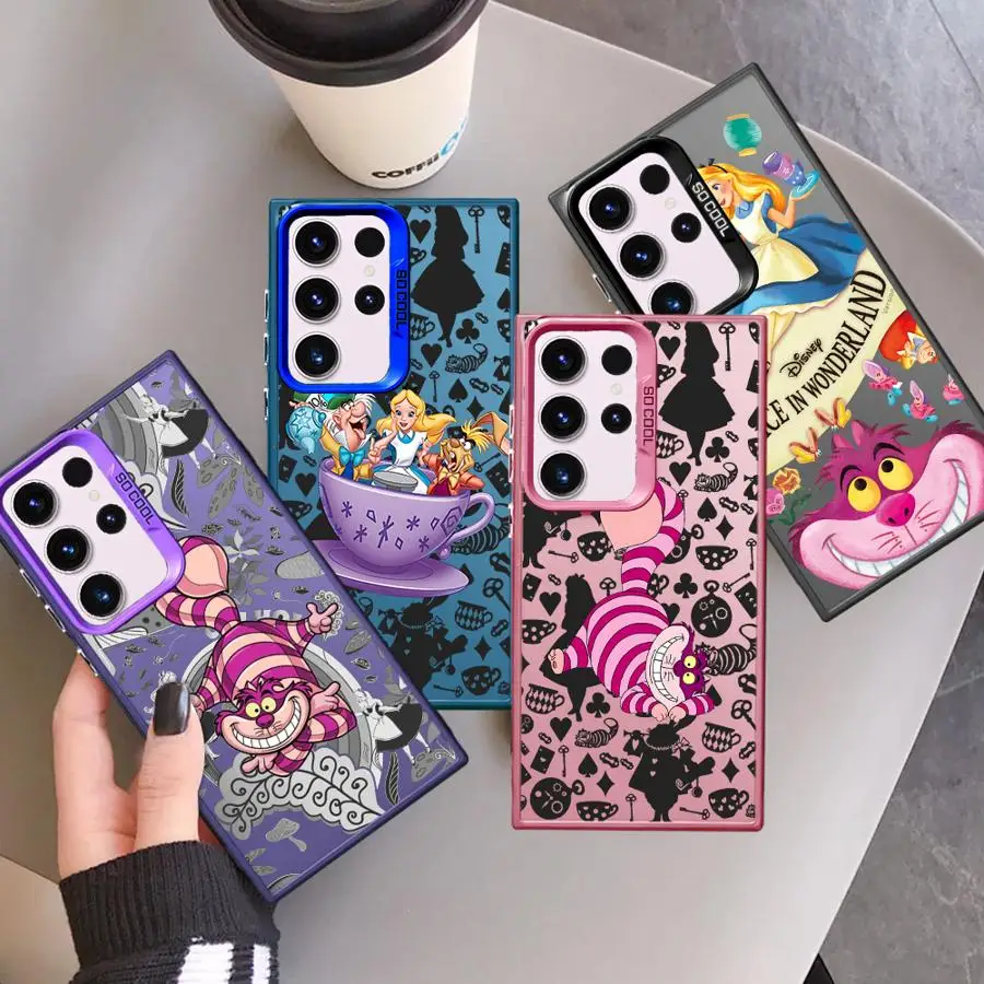 Funda de teléfono Cheshire Cat Alice para Samsung Galaxy S24 Ultra S21 FE S20 FE S20 S25 S23 Ultra S22 Plus, funda suave de lujo