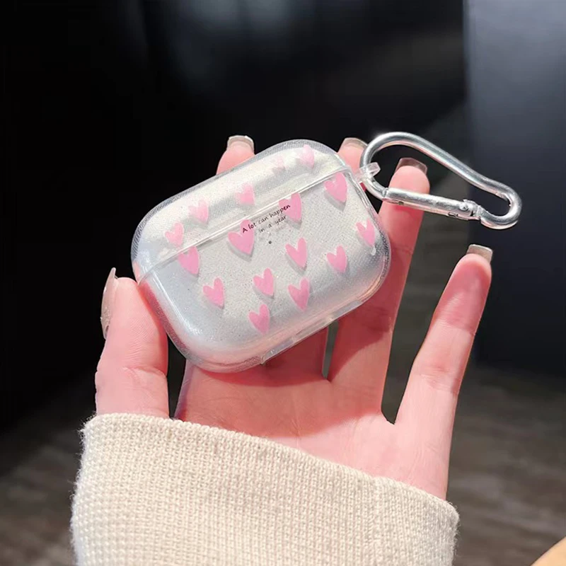 Nuevo para AirPods 4 funda con purpurina brillante de dibujos animados funda de silicona suave para AirPods 3 2 Pro 3rd Girls caja de carga de auriculares con forma de corazón rosa - imagen 5