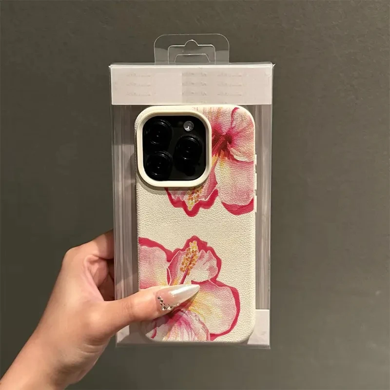 Funda de teléfono con diseño de lichi y acuarela de hibisco rosa elegante para iPhone 16 Pro Max 15 14 11 12 13 Pro XS Max 16E, funda a prueba de golpes - imagen 3