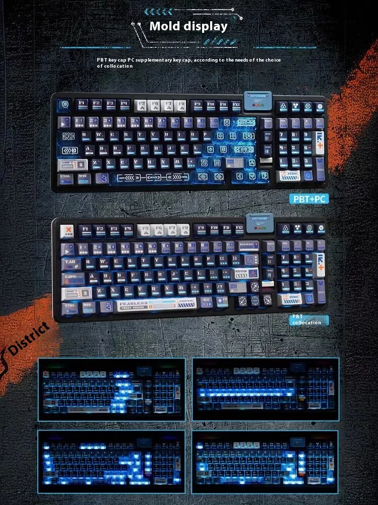 Capxxx-teclas de teclado mecánico de advertencia, grabadas en el lateral, Pbt, sublimación térmica de cinco lados, transparentes, accesorio para ordenador portátil - imagen 5