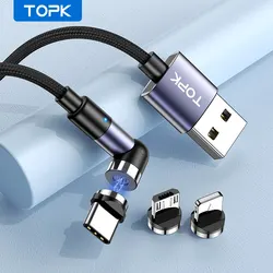 TOPK Cable Magnético USB-C Micro USB – Ángulo 90° Giratorio 540