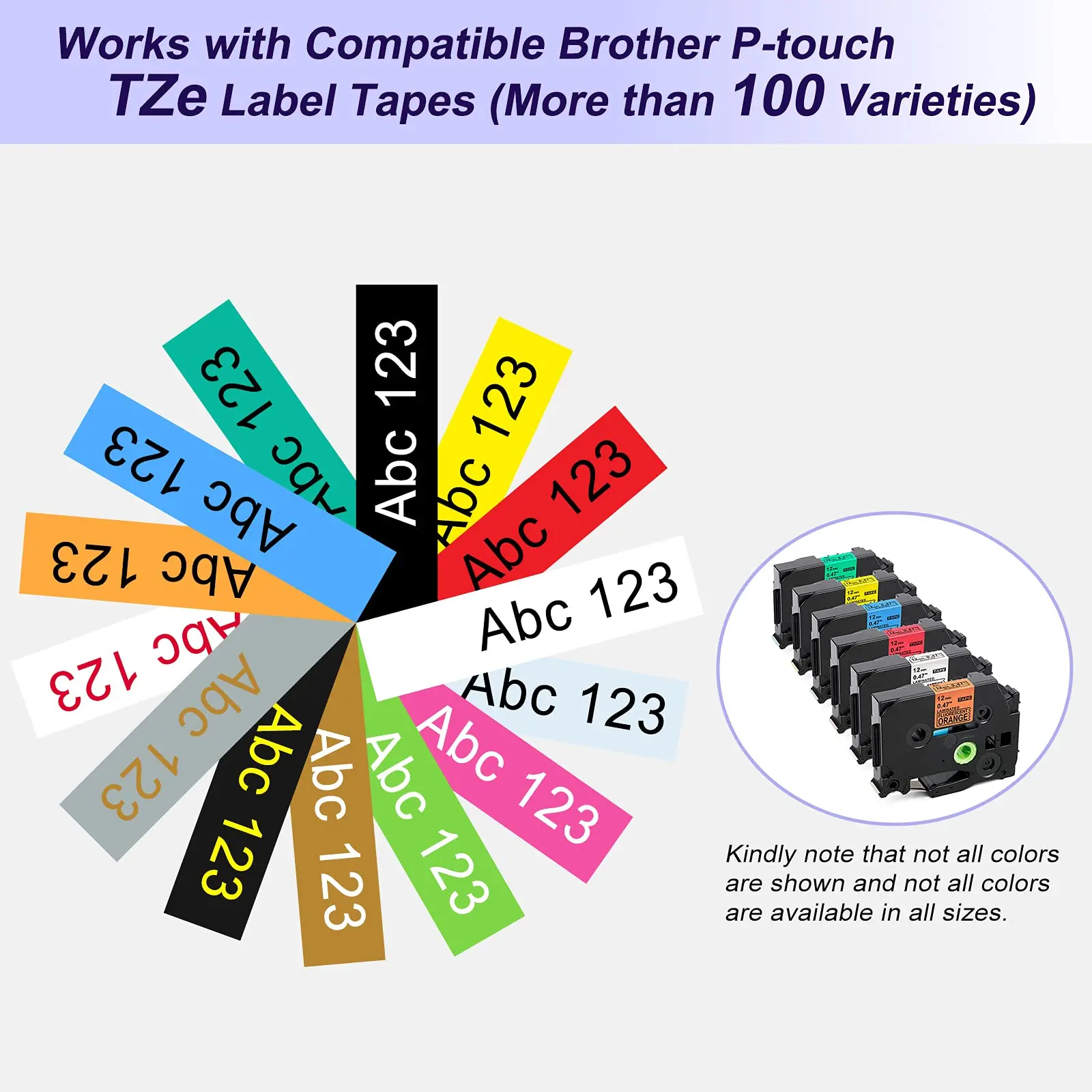 Cinta de etiquetas Tze impermeable para impresora Brother P touch y D210S, paquete de 5, 6/9/12mm, Tze-231, Compatible - imagen 3