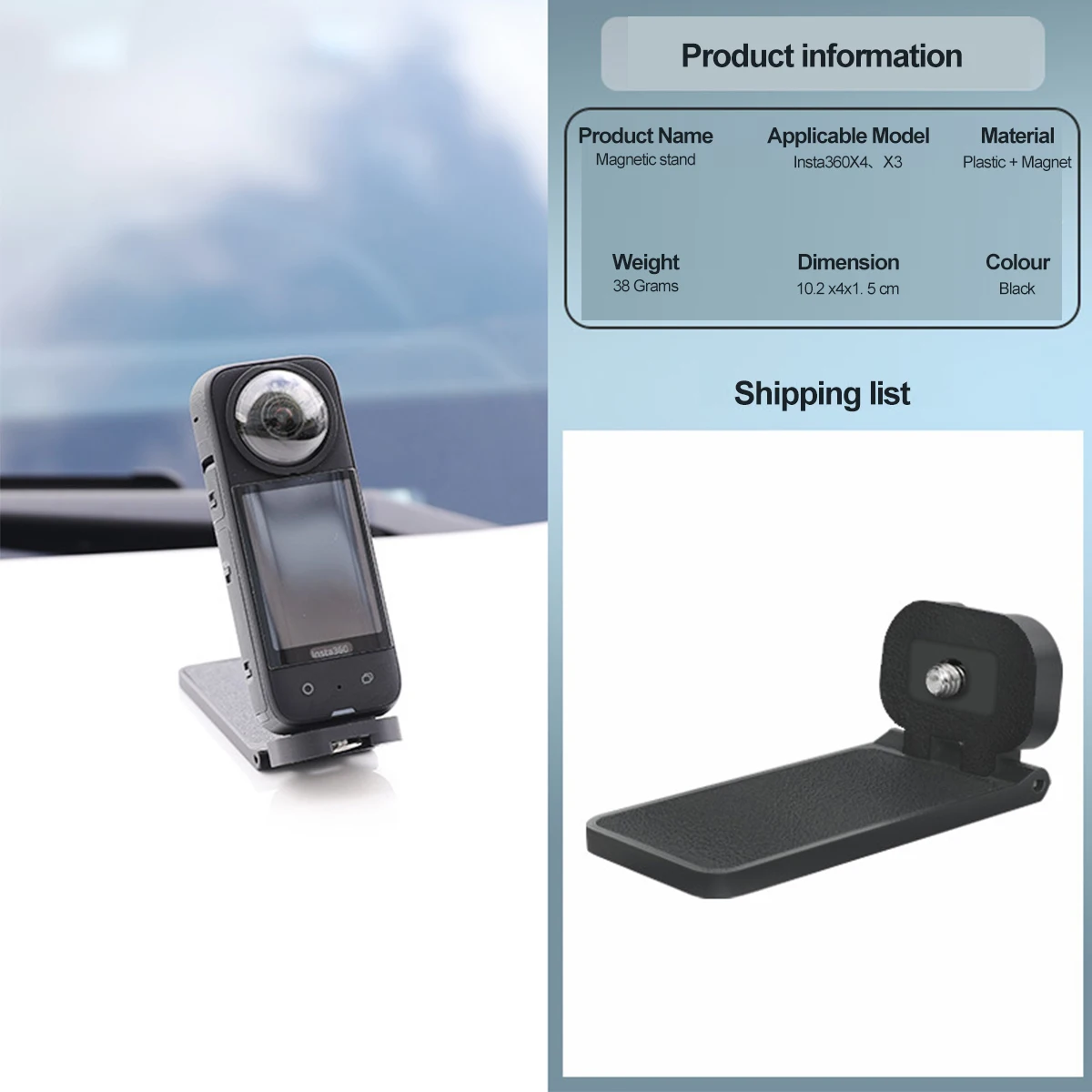 Soporte de montaje magnético para Insta360 X5 X4/Pocket3, soporte de dirección magnético con Base de soporte plegable de tornillo 1/4 para Insta360 - imagen 5