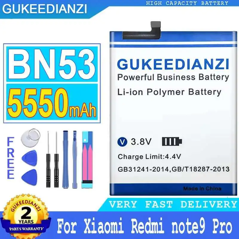 GUKEEDIANZI-batería BN53 BM4W para Xiaomi Redmi Note 9, Note 9 Pro, 9Pro, Note 9 Pro, 5G, 5550mAh