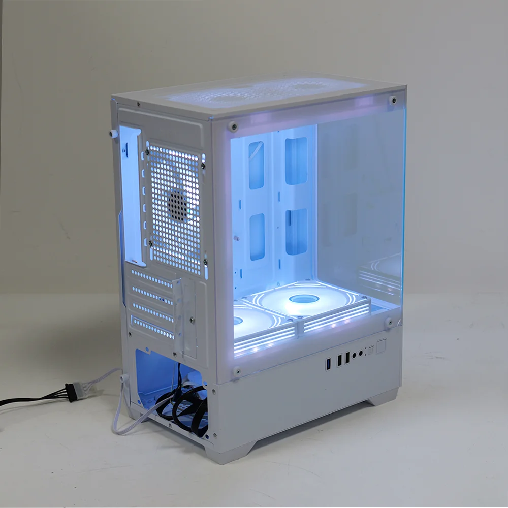 MANMU Cajas para computadora para juegos de torre media de vidrio templado Caja para mini pc Funda para PC Matx con 5 ventiladores - imagen 4