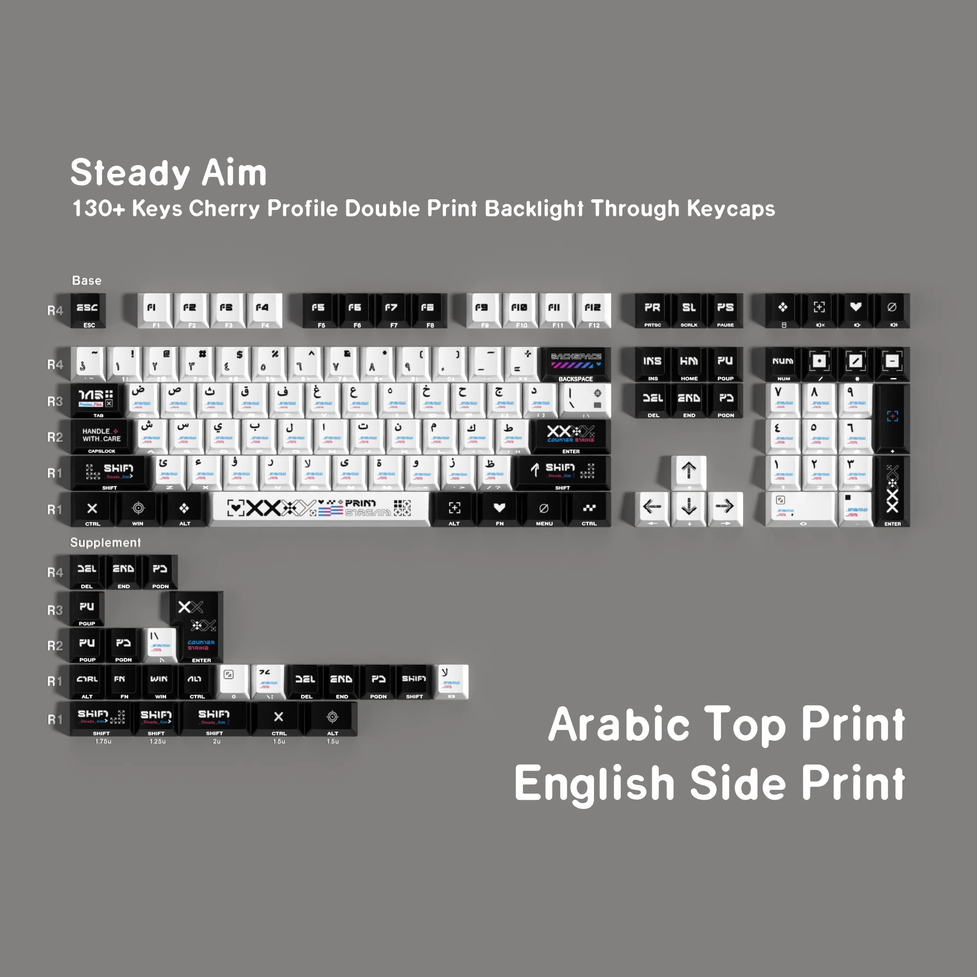 Teclas ISO FR DE ES, teclas coreanas PBT Cherry, teclas personalizadas en blanco y negro, doble impresión lateral retroiluminada para teclado mecánico de juego - imagen 5