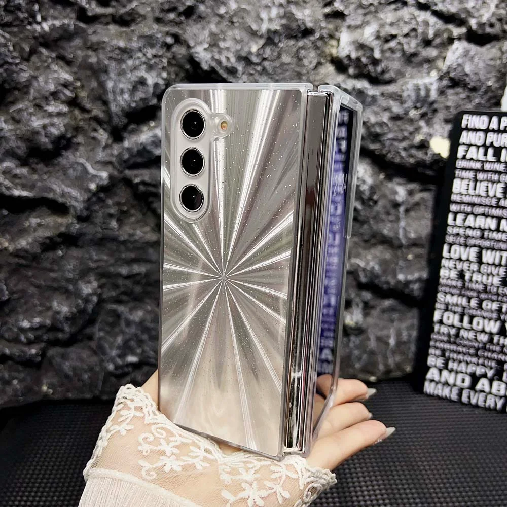 Funda de teléfono con patrón de plumas de cola de zorro de Camlet de lujo para Samsung Galaxy Z Fold 6 5 4 3, carcasa a prueba de golpes, funda con tapa de parachoques - imagen 3