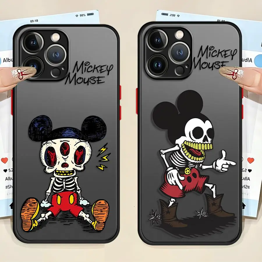 Funda blanda para iPhone 13 Pro 15 Pro Max XR 6s 16 Pro 12 Mini XS X 7 8 SE 14 11 Pro Max SE 16e diseño de calavera de Mickey de Disney - imagen 2