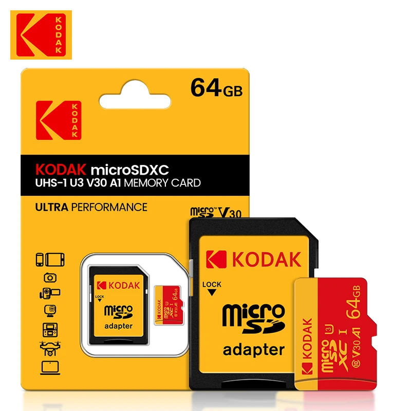 Tarjeta MicroSD KODAK tarjeta de memoria roja Class10 32GB 64GB 128GB 256GB U3 4K memoria Flash de alta velocidad tarjetas Flash TF para teléfono - imagen 4