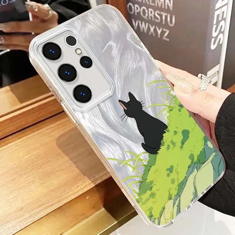 Funda bonita de gatito de dibujos animados para Samsung Galaxy A56 A73 A72 A71 A55 A54 A53 A52 A35 A34 A33 A31 funda de teléfono con textura de plumas - imagen 5