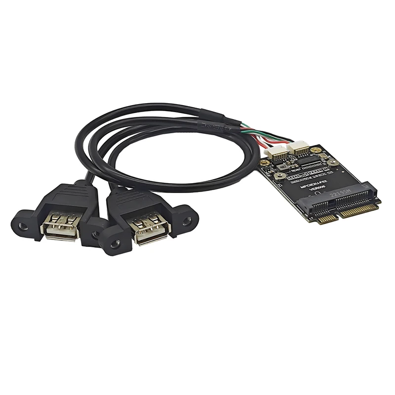 Mini adaptador PCI Express a USB Dual, convertidor mPCIe a 5 pines, 2 puertos, USB 2,0 para tarjeta PCIE completa/media altura, disco Flash USB - imagen 2
