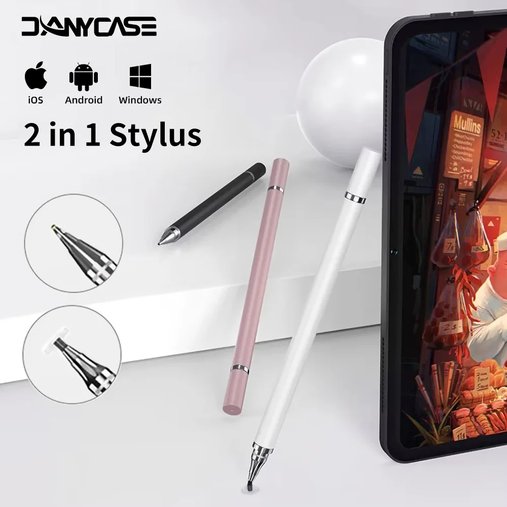 Lápiz óptico Universal 2 en 1 para tableta móvil Android ios teléfono iPad accesorios tableta de dibujo lápiz táctil de pantalla capacitiva