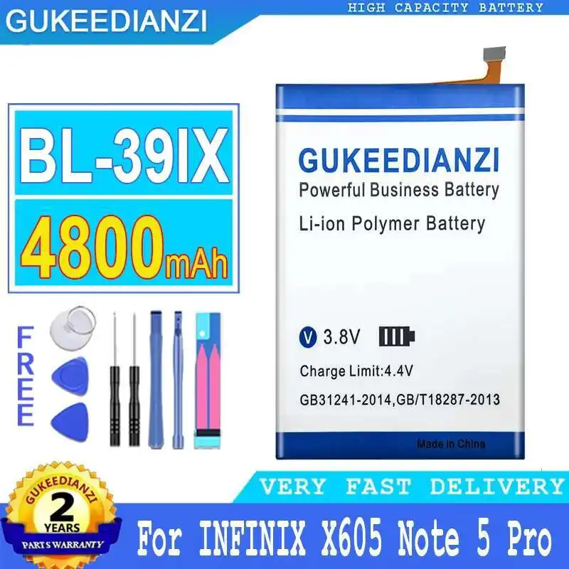 Batería GUKEEDIANZI de 4800mAh/5900mAh BL-44AX BL-44CX para INFINIX Note 4/5 Pro X687 X605 X571 Hot 8 9 Spark 5 Pro Zero 8 8i CE9 - imagen 5