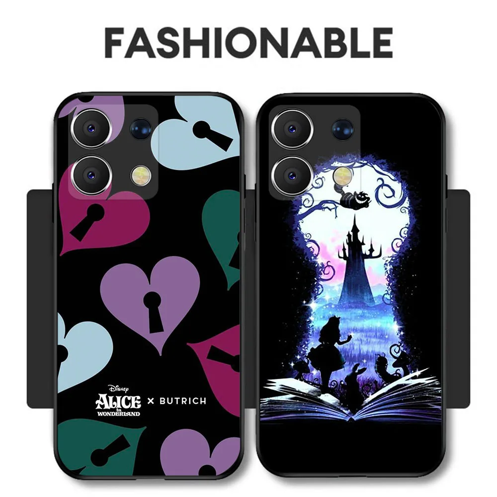 BD-1 Alice en el país de las maravillas funda negra para Xiaomi Redmi Note 13 13C 13R POCO X6 X7 M7 C65 Pro Plus - imagen 2