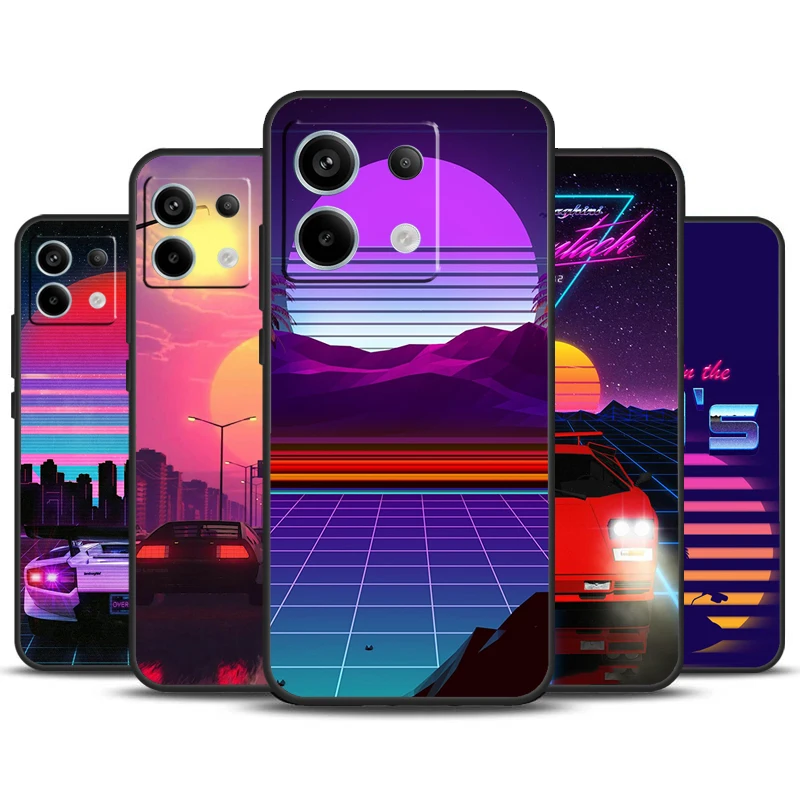 Neon Retrowave 80s vintage art Case para Redmi Note 13 Pro Plus 9 10 11 12 Pro 9S 10S 11S 12S Cover para Redmi 12 C 10C 13C