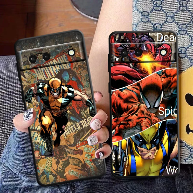 Funda de teléfono de Lobezno mutante de Marvel para Google Pixel 9, 8, 7 Pro, 6 Pro, 6A, 5A, 5, 4, 4A XL, 5G, Fundas suaves negras - imagen 2