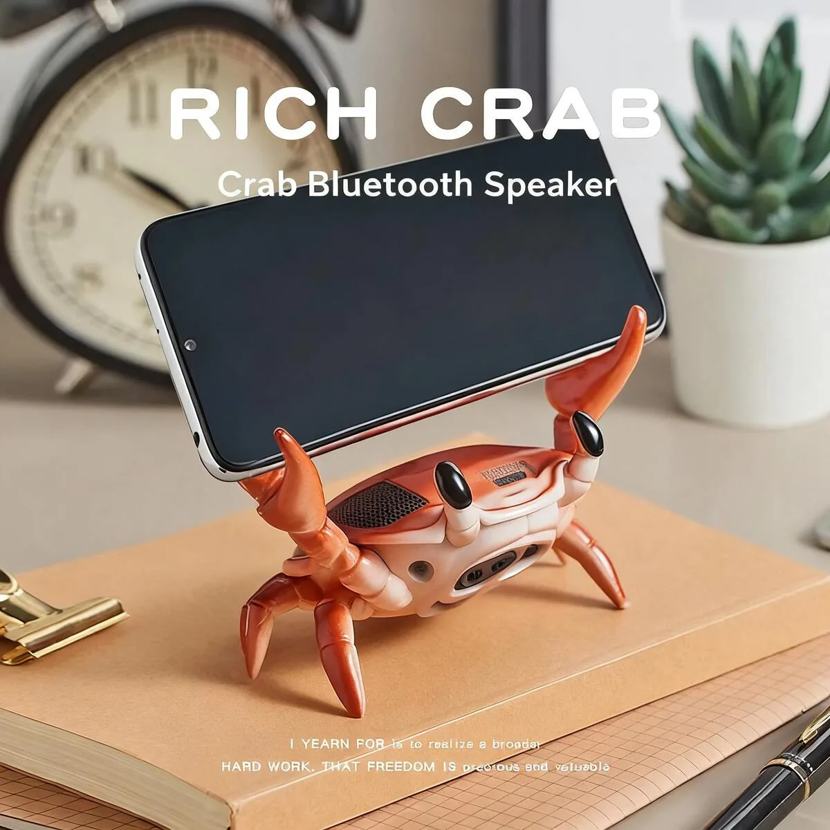 Altavoz Bluetooth con forma de cangrejo creativo, muebles para el hogar, tarjeta de enchufe, soporte para teléfono móvil, reproductor, Subwoofer, sonido multifuncional para regalo