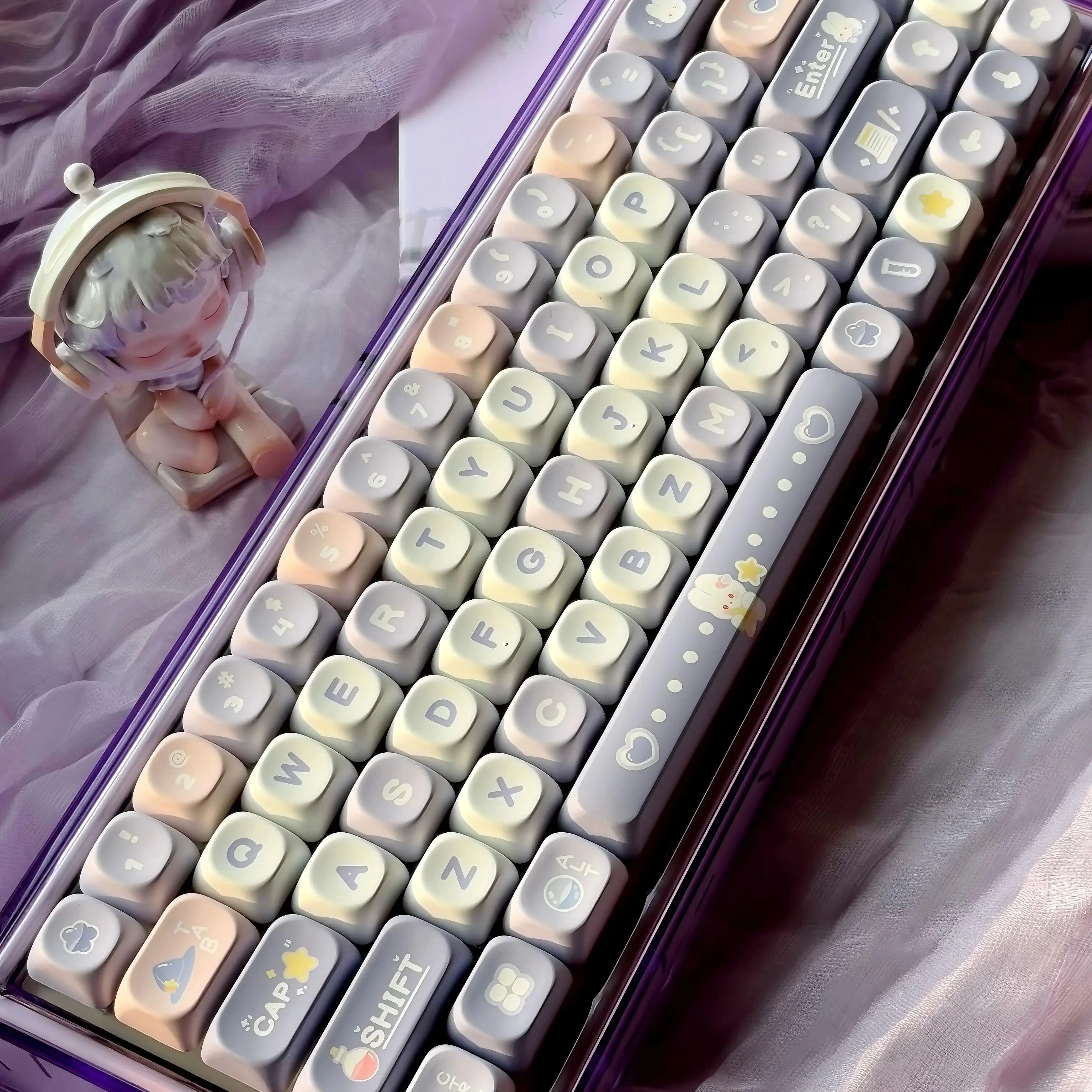 Teclas con tema de conejo mágico, 120 teclas, Moa, perfil PBT CherryMOA, teclas originales personalizadas para accesorio de teclado mecánico - imagen 2