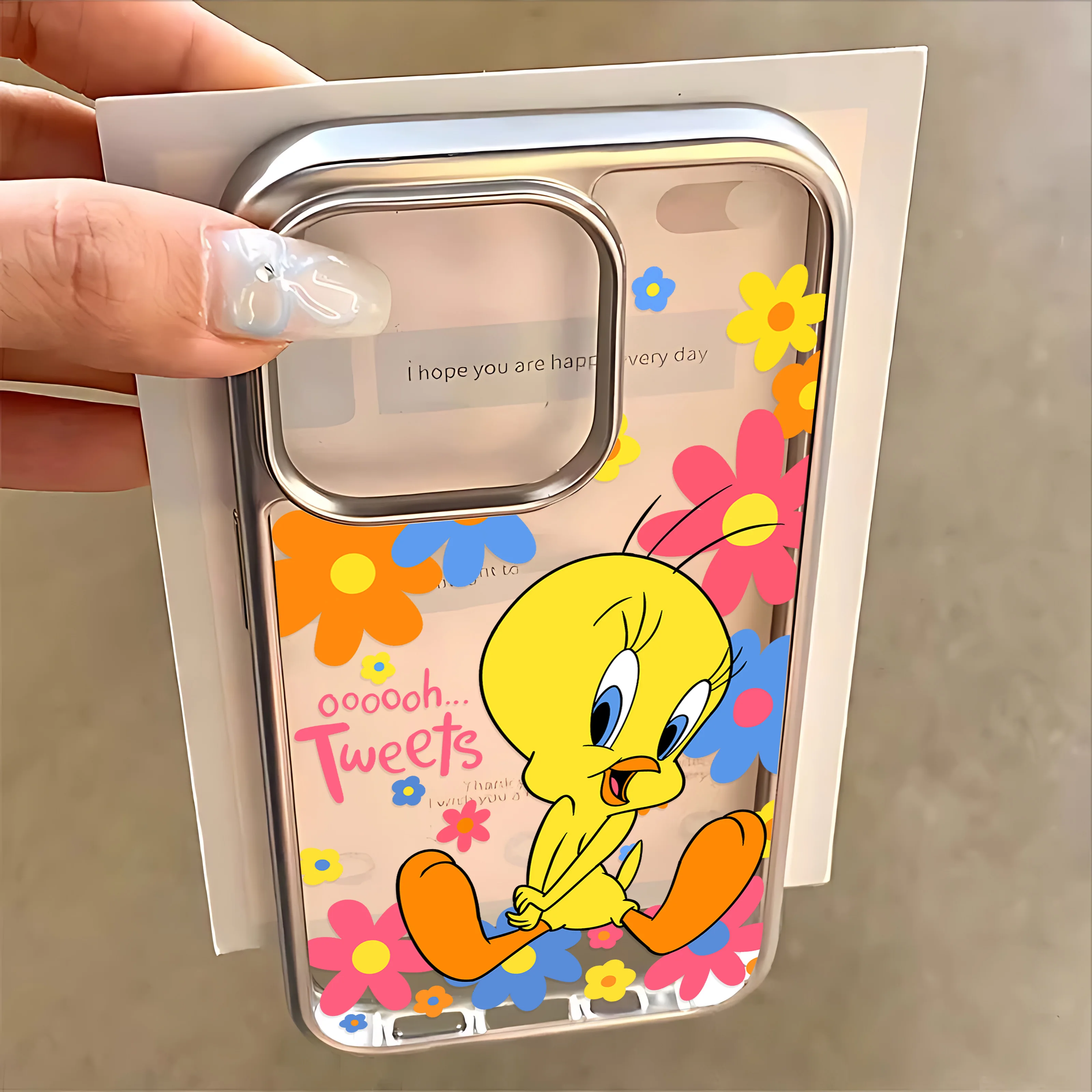 Funda de teléfono con dibujos animados de T-TweetyBirds para IPhone 16 15 14 13 12 11 Pro Max X XR XSMAX 8 7 Plus, funda trasera suave transparente de lujo
