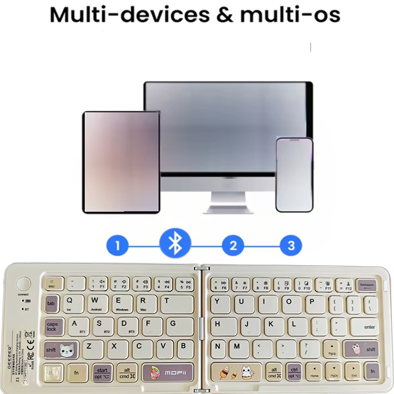 Mofii Bluetooth5.0 Teclado plegable inalámbrico 67 teclas Teclado plegable inalámbrico recargable de estilo lindo para Win/Android/IOS - imagen 2