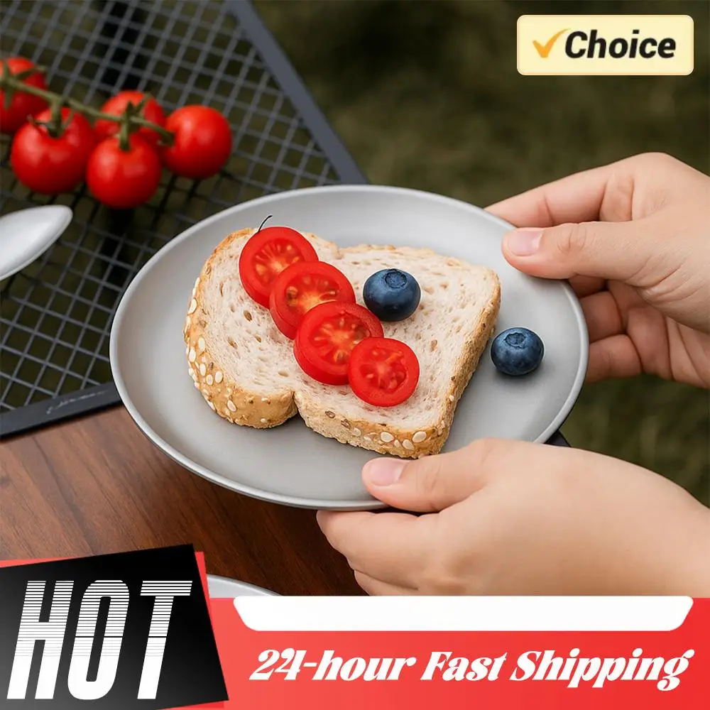 Plato de titanio portátil para viaje, platos para cenar ensalada y Pasta, platos para acampar, bandeja de comida para el hogar, vajilla para senderismo y mochilero, 1/3 Uds. - imagen 3