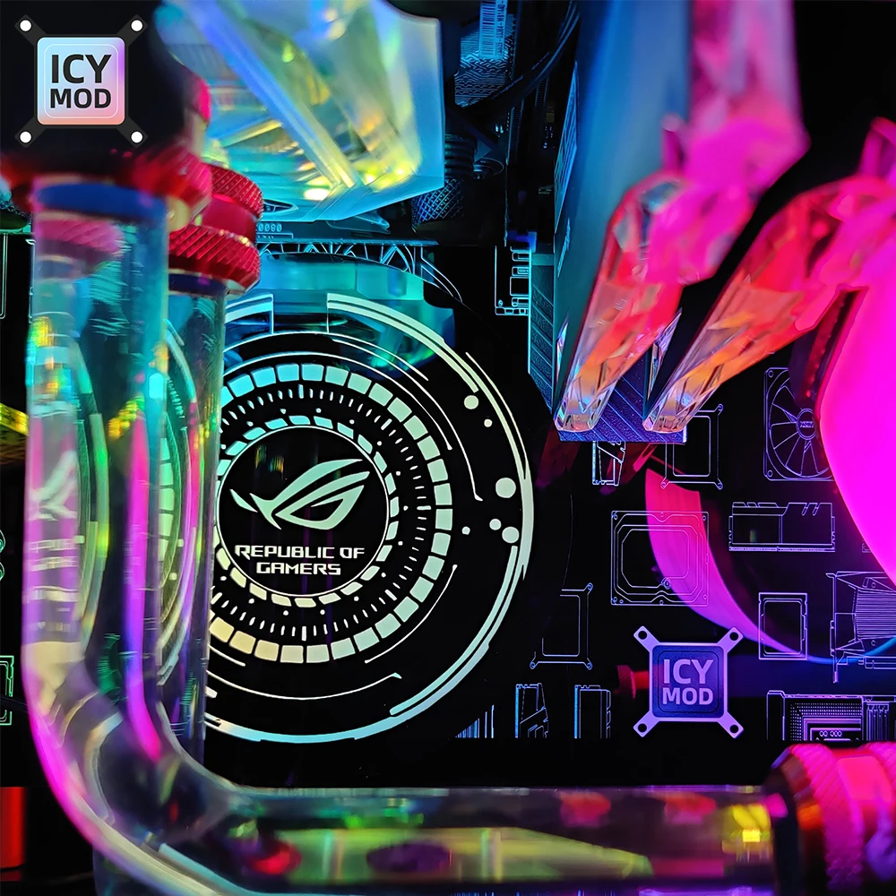 RGB figura inferior PC caja iluminación círculo juguete Base A-RGB chasis Panel 5V3Pin sincronización AURA Gamers MOD ARGB placa personalizable DIY - imagen 3