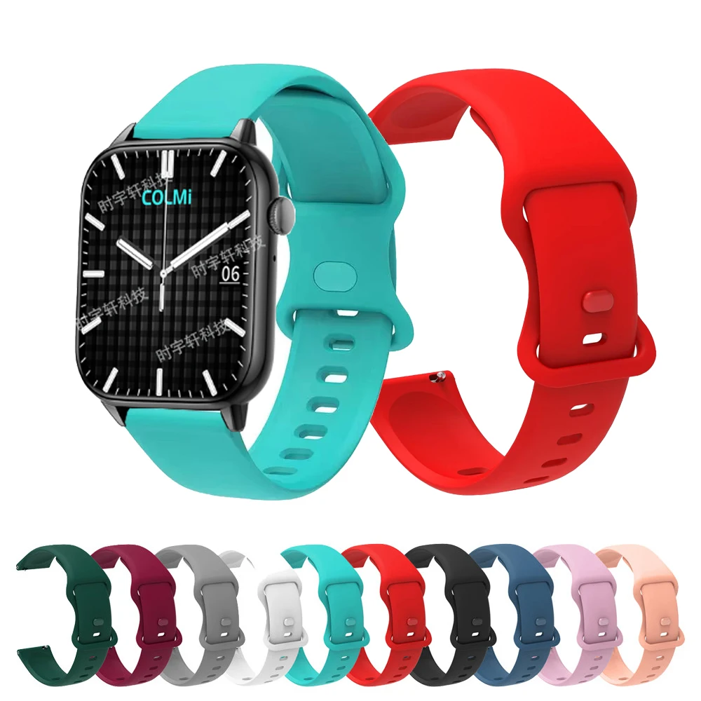 Correa de 20mm 22mm para COLMI C60 C61 C81 C80 pulsera de silicona para reloj inteligente COLMI P8 P28 Plus/P73 P71 P60 P68/M42 M41 Correa