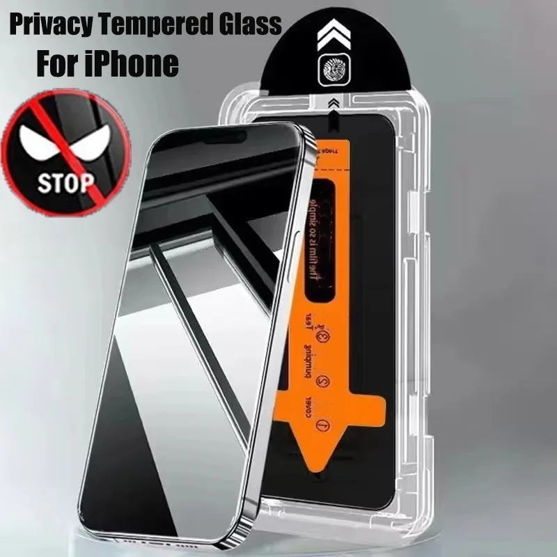 2 uds vidrio templado antiespionaje para iPhone 16 15Pro Max 16E 11 14 ProProtector de pantalla para IPhone 12 13 XR XS fácil instalación