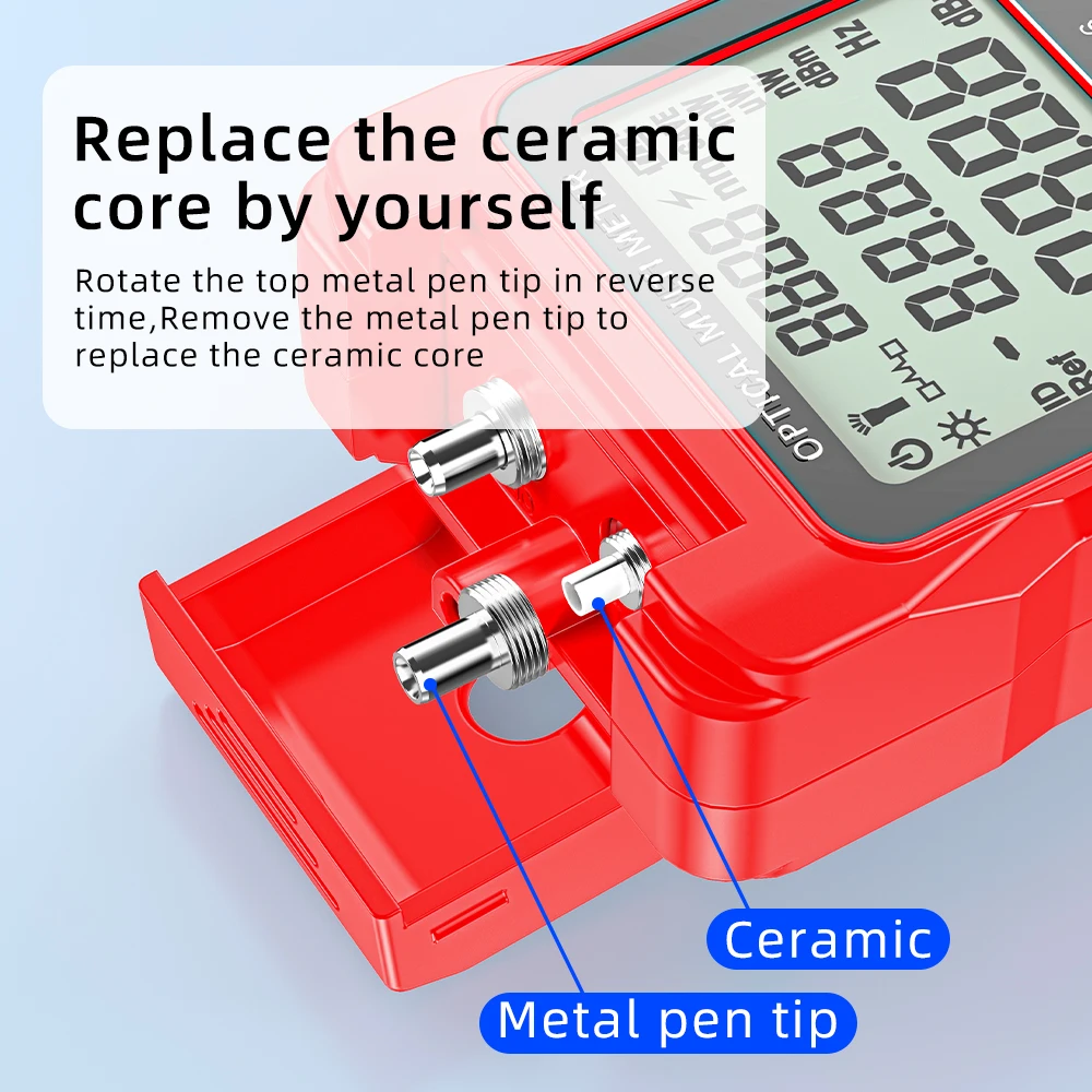 SAIVXIAN Mini medidor de potencia óptica unidad todo en uno con RJ45, opción recargable, (-70)-(+10)dBm Con buscador de línea (opcional) - imagen 5
