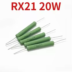 5 uds RX21 20W resistencia bobinada 6.8R 7.5R 8.2R 10R 12R 15R 8R, 20R 22R 24R 25ohm