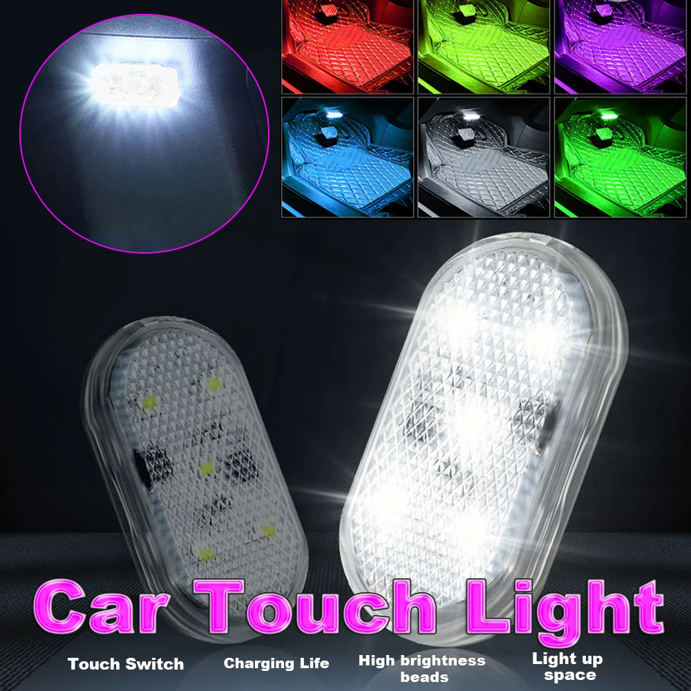 1 unidad de luz LED Interior USB con Sensor táctil, lámpara LED para techo de coche, luz de lectura, decoraciones para coche, iluminación Interior de techo - imagen 2