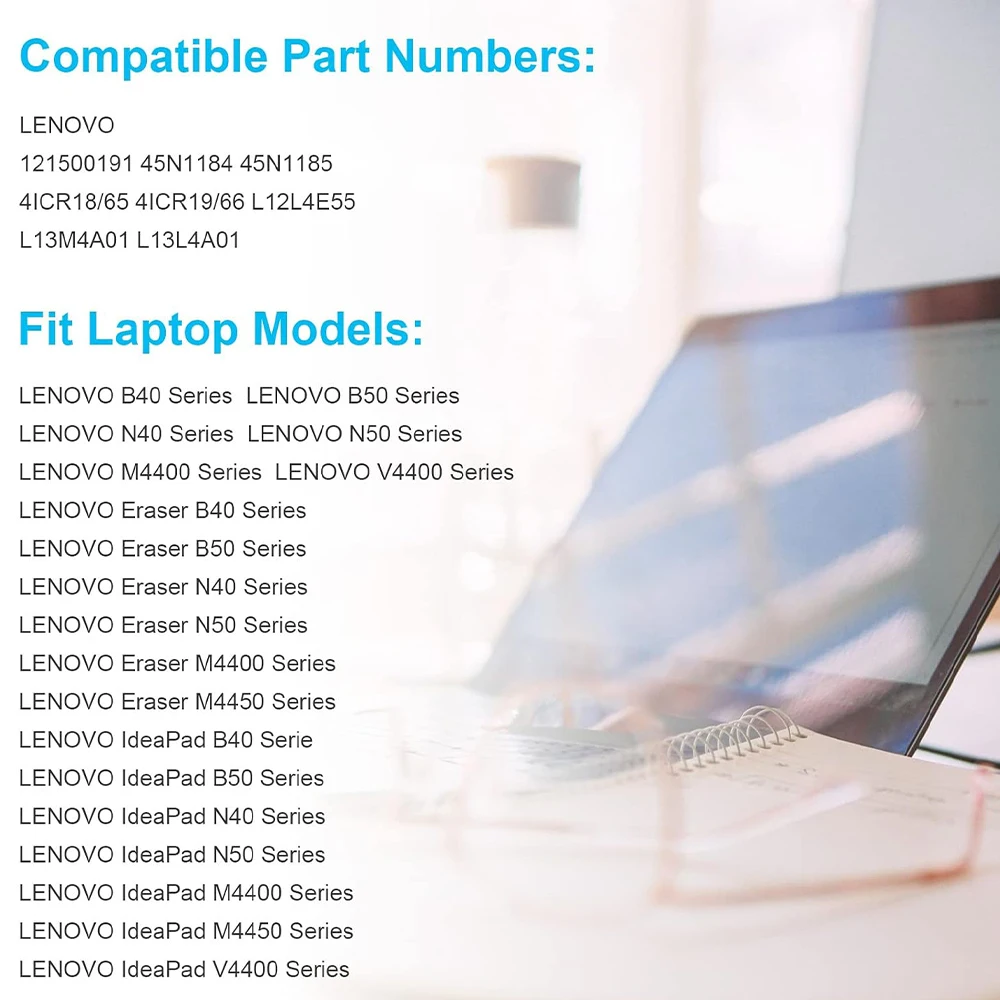 L13L4A01 L12S4E55 Batería de portátil para Lenovo N40 N50 M4400 V4400 Eraser B40 B50 B50-30 Touch B50-45 B50-70, IdeaPad N40 N40-30 N40-45 N40-70 V4 M4450 - imagen 2